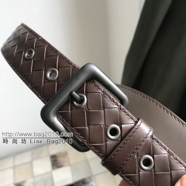 BV高端男士皮帶 寶緹嘉編織搭配槍色磨砂帶頭腰帶 寶緹嘉經典牛皮腰帶  jjp1532